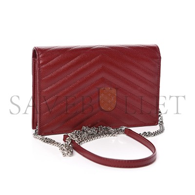 YSL CASSANDRE MATELASSÉ ENVELOPE CHAIN WALLET IN GRAIN DE POUDRE EMBOSSED LEATHER 695108462551 (19*12.5*3.5cm)