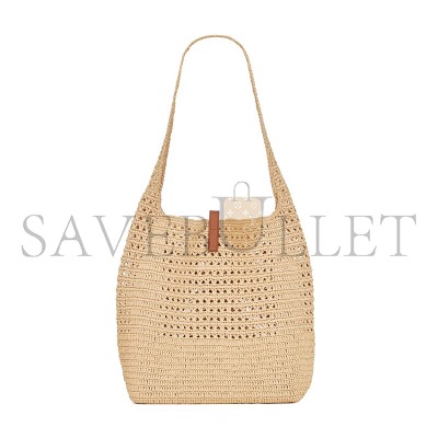 YSL LE 5 À 7 SUPPLE IN RAFFIA CROCHET AND SMOOTH LEATHER 690941GAAAR2080 (37*30*14cm)