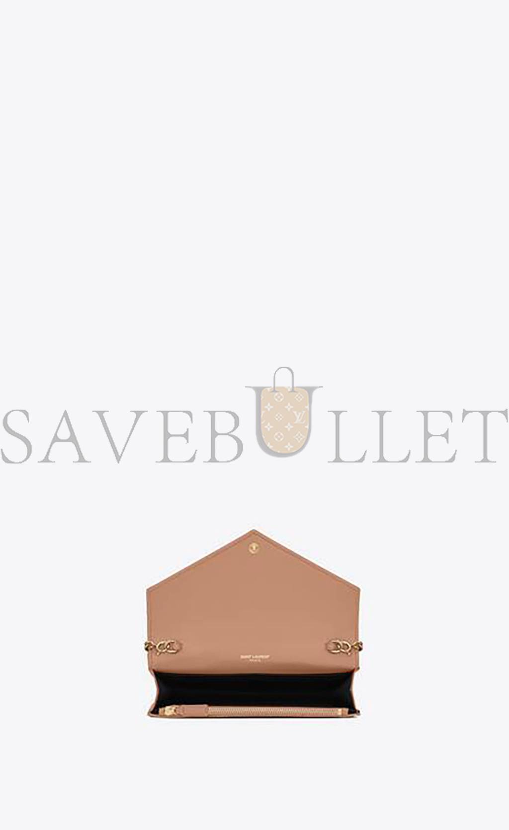 YSL CASSANDRE MATELASSÉ ENVELOPE CHAIN WALLET IN GRAIN DE POUDRE EMBOSSED LEATHER 695108BOW019830 (19*12.5*3.5cm)