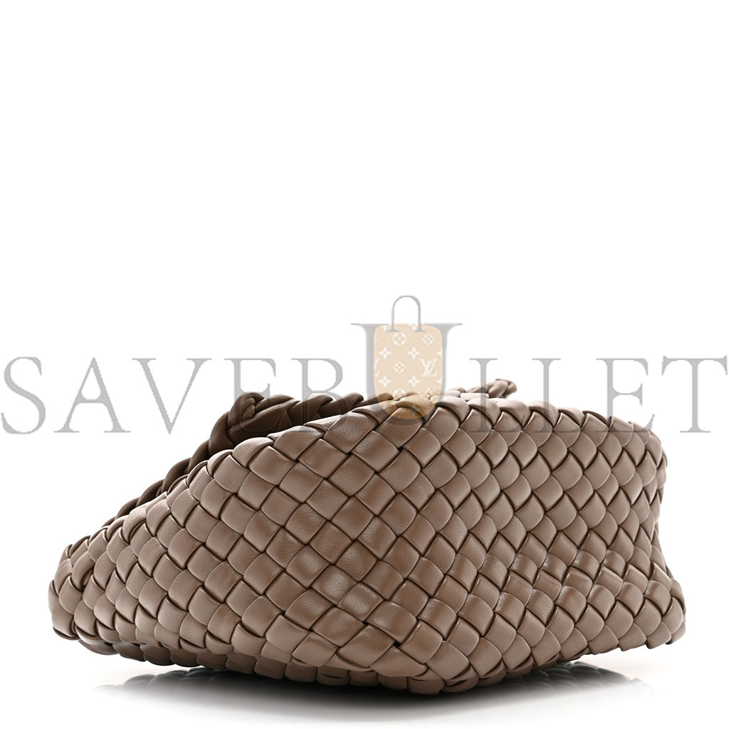 BOTTEGA VENETA NAPPA INTRECCIO MINI COBBLE SHOULDER BAG TAUPE GREY (19*18*8cm)