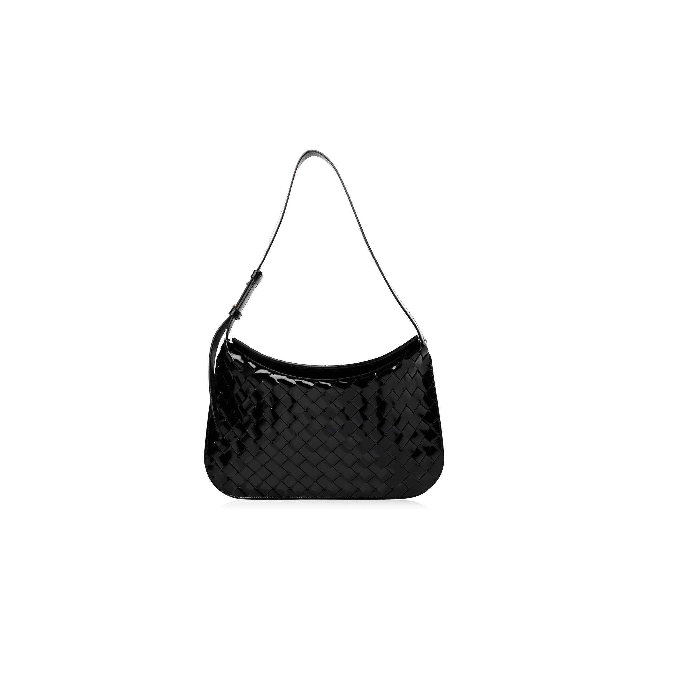 BOTTEGA VENETA PATENT INTRECCIATO SHOULDER BAG BLACK (32*21cm)