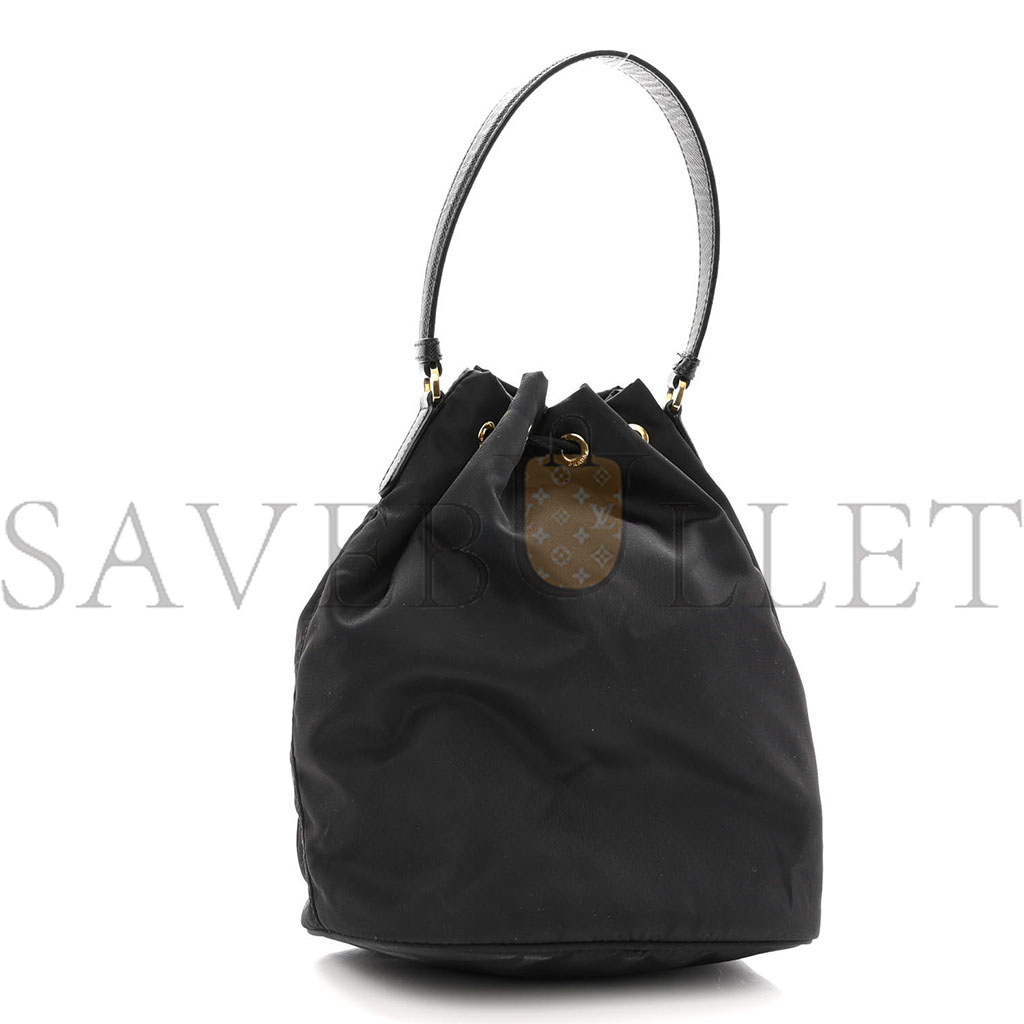 PRADA RE-NYLON DUET DRAWSTRING SHOULDER BAG BLACK (23*18*11cm)