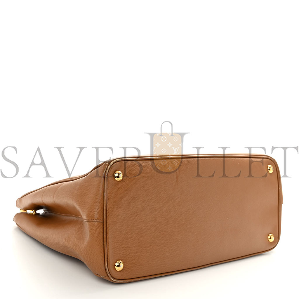 PRADA SAFFIANO LARGE GALLERIA DOUBLE ZIP TOTE CARAMEL (36*26*16cm)