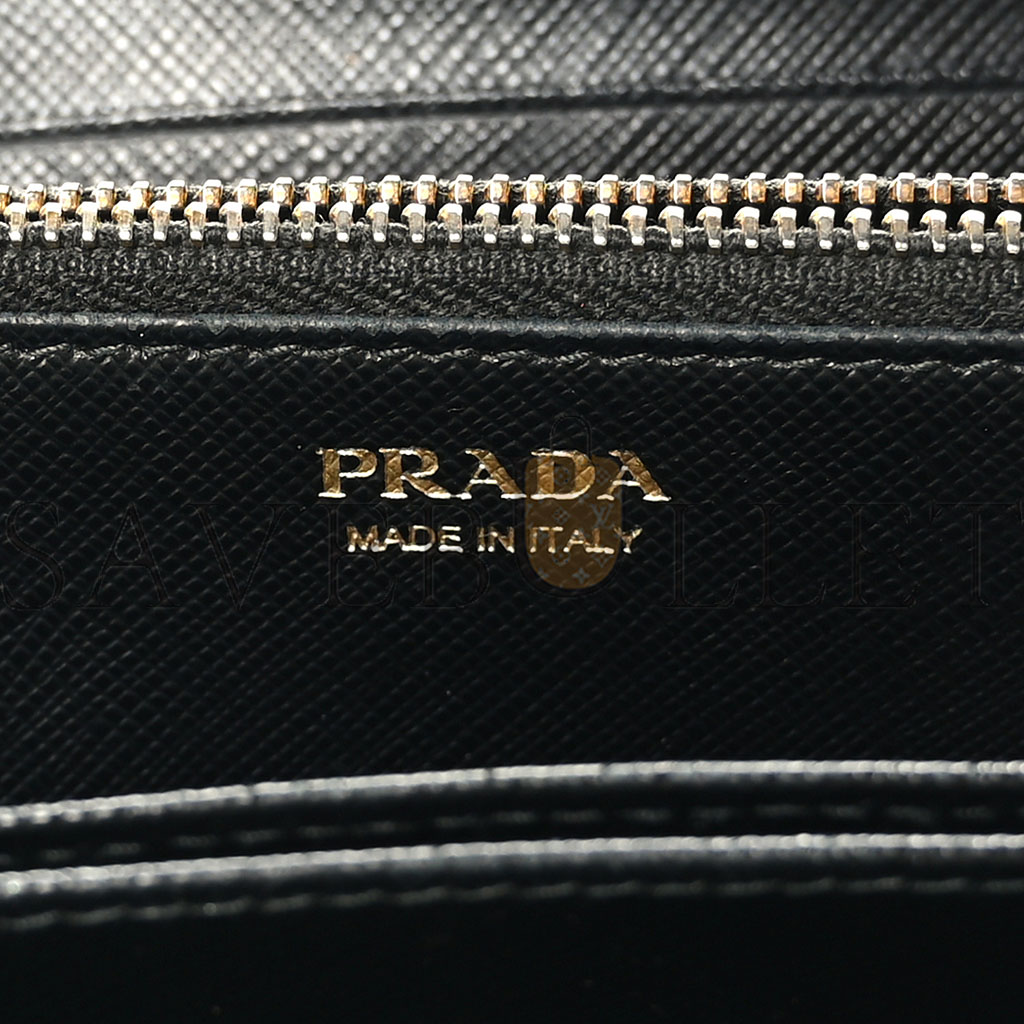 PRADA SAFFIANO METAL ZIP AROUND WALLET BLACK (18*11*3cm)