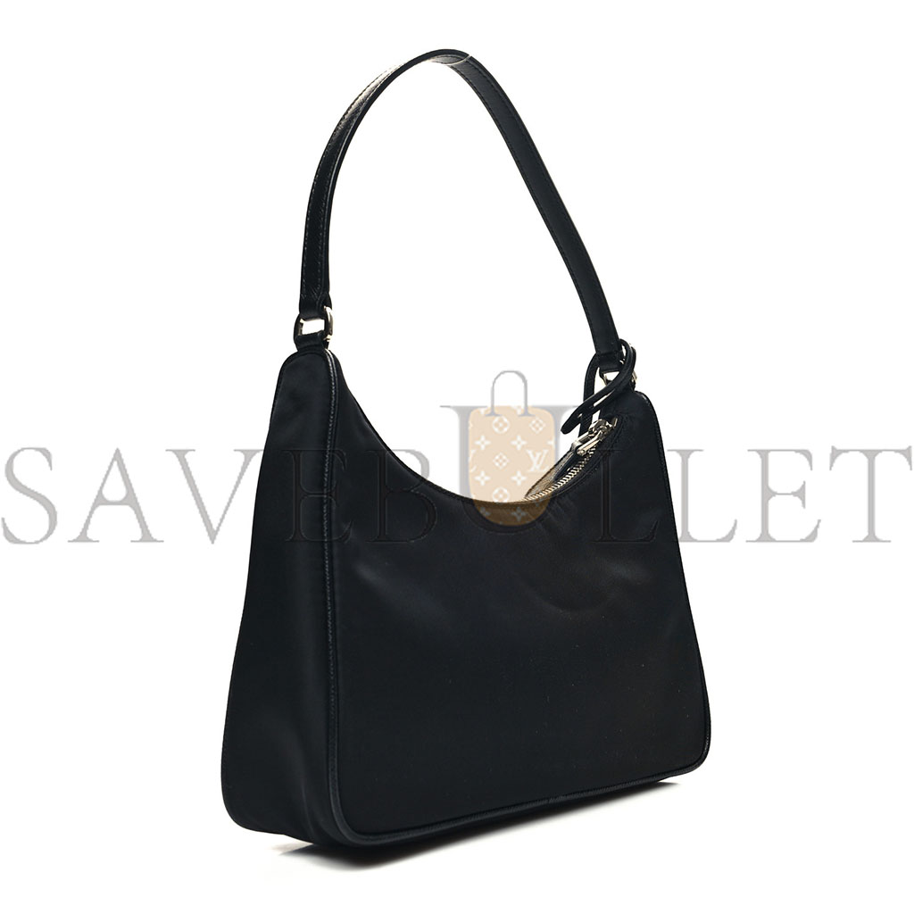 PRADA TESSUTO NYLON SAFFIANO MINI RE-EDITION 2005 BAG BLACK (22*17*6cm)