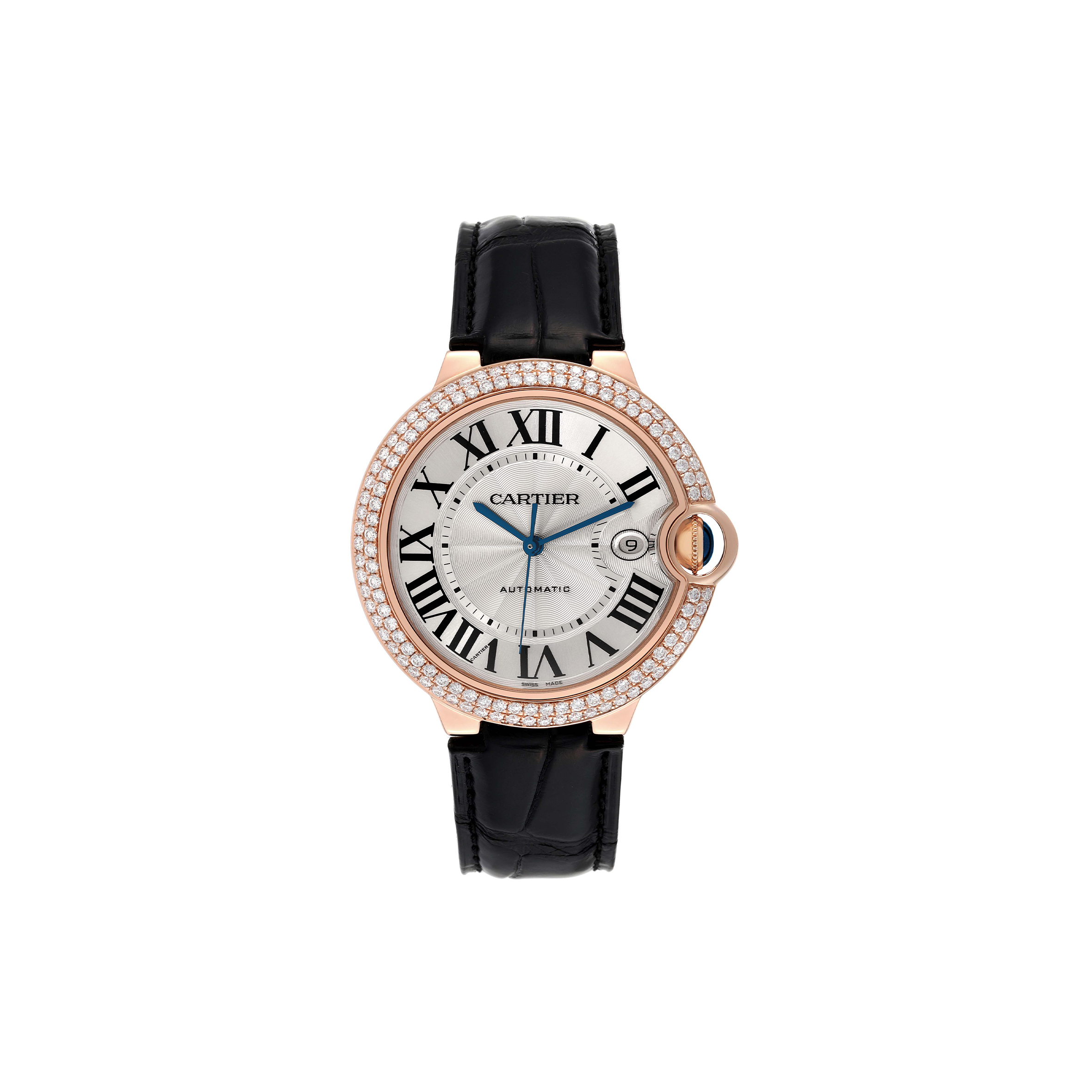 CARTIER BALLON BLEU 42 ROSE GOLD DIAMOND MENS WATCH WE900851