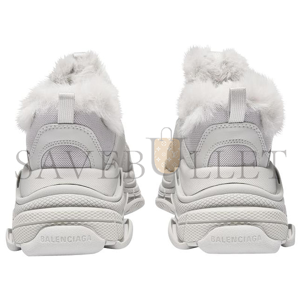 BALENCIAGA TRIPLE S FUR SNEAKERS IN WHITE CANVAS 668563W3CQ51210