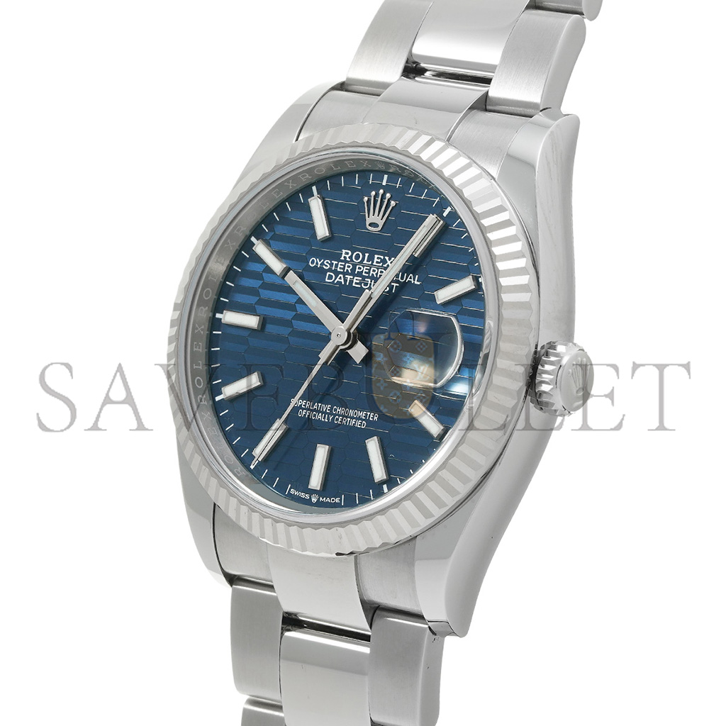 ROLEX DATEJUST BLUE FLUTED PATTERN DIAL 36MM WATCH 126234-0049