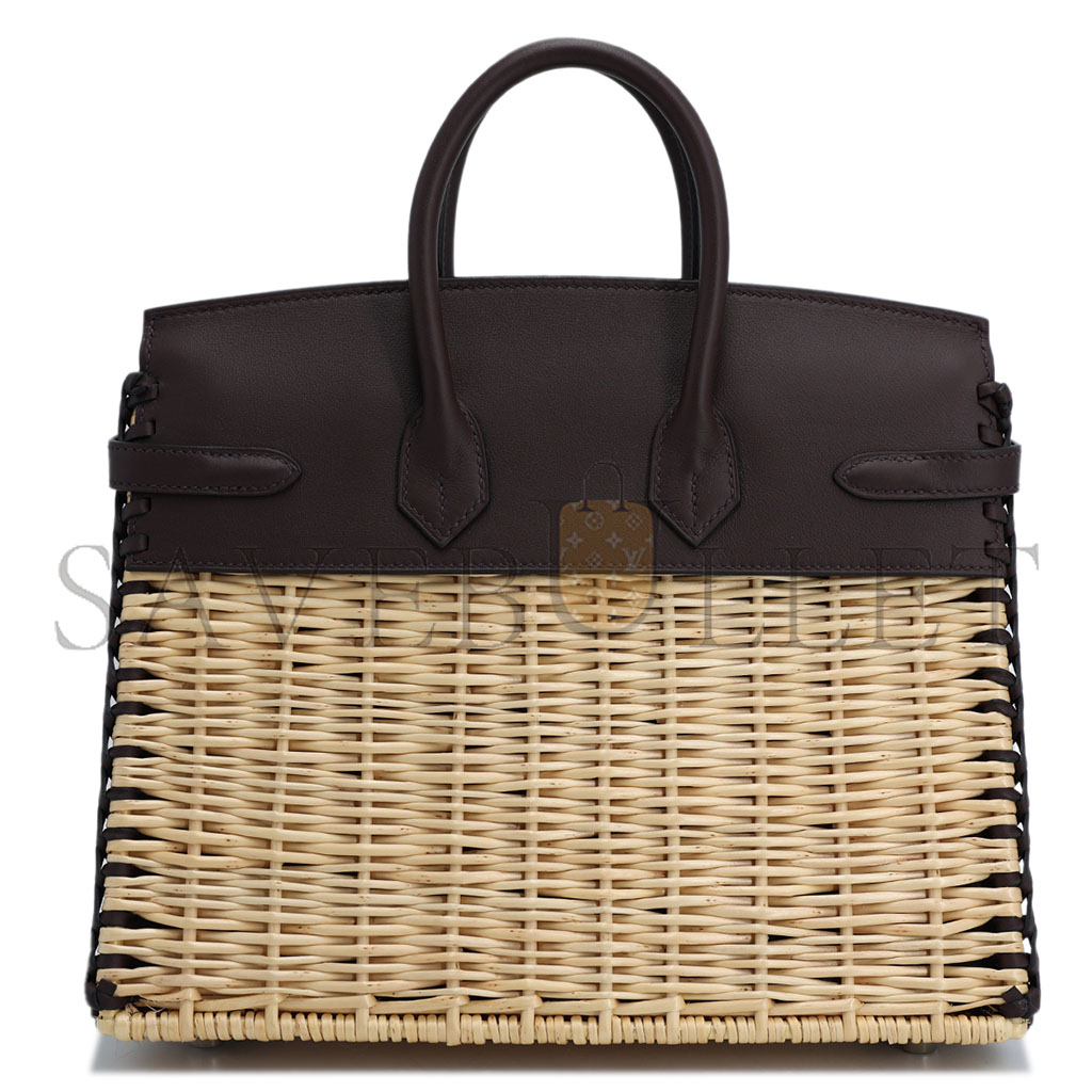 HERMES MASTER BIRKIN PICNIC 25 LEATHER WICKER SILVER BUCKLE BAG 4180752856 (25*20*13cm)