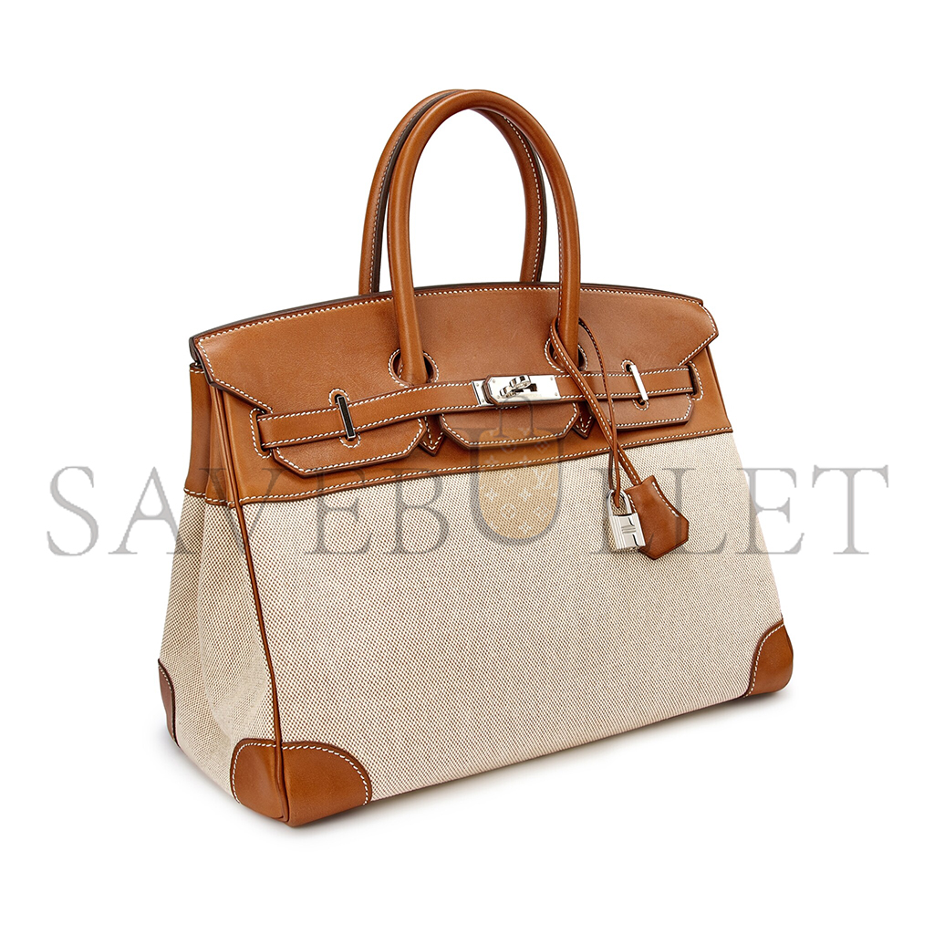 HERMES MASTER BIRKIN 35 CALICO AND GOLDEN BROWN LEATHER BAG 8023220073 (35*24*18cm)