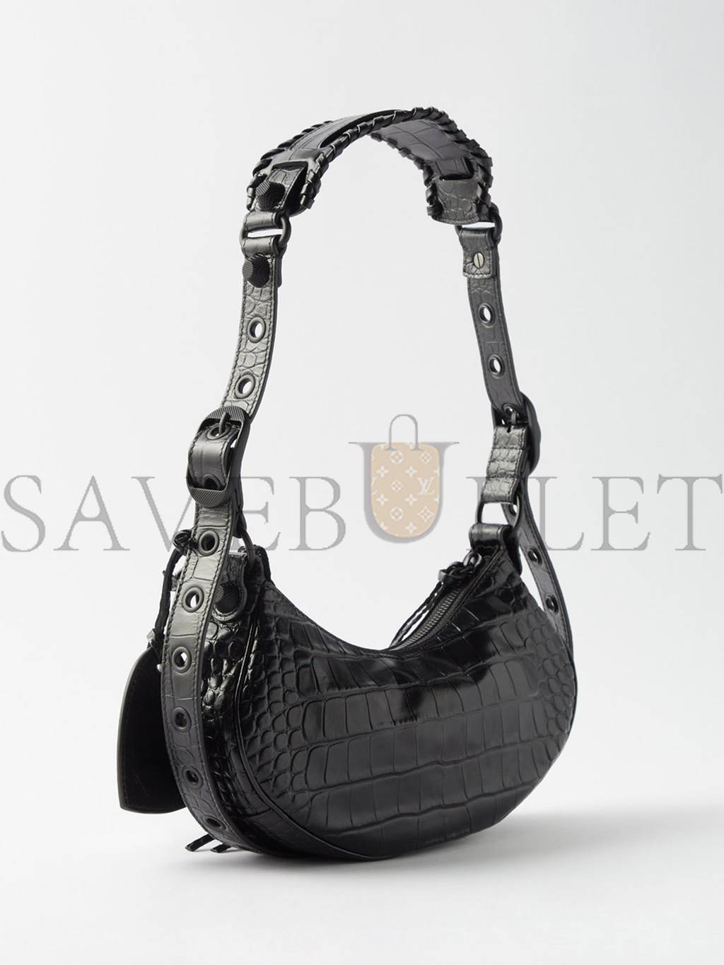 BALENCIAGA BLACK LE CAGOLE XS CROC-EFFECT LEATHER SHOULDER BAG  MATCHESFASHION US (25.6*11.4*7.3cm)