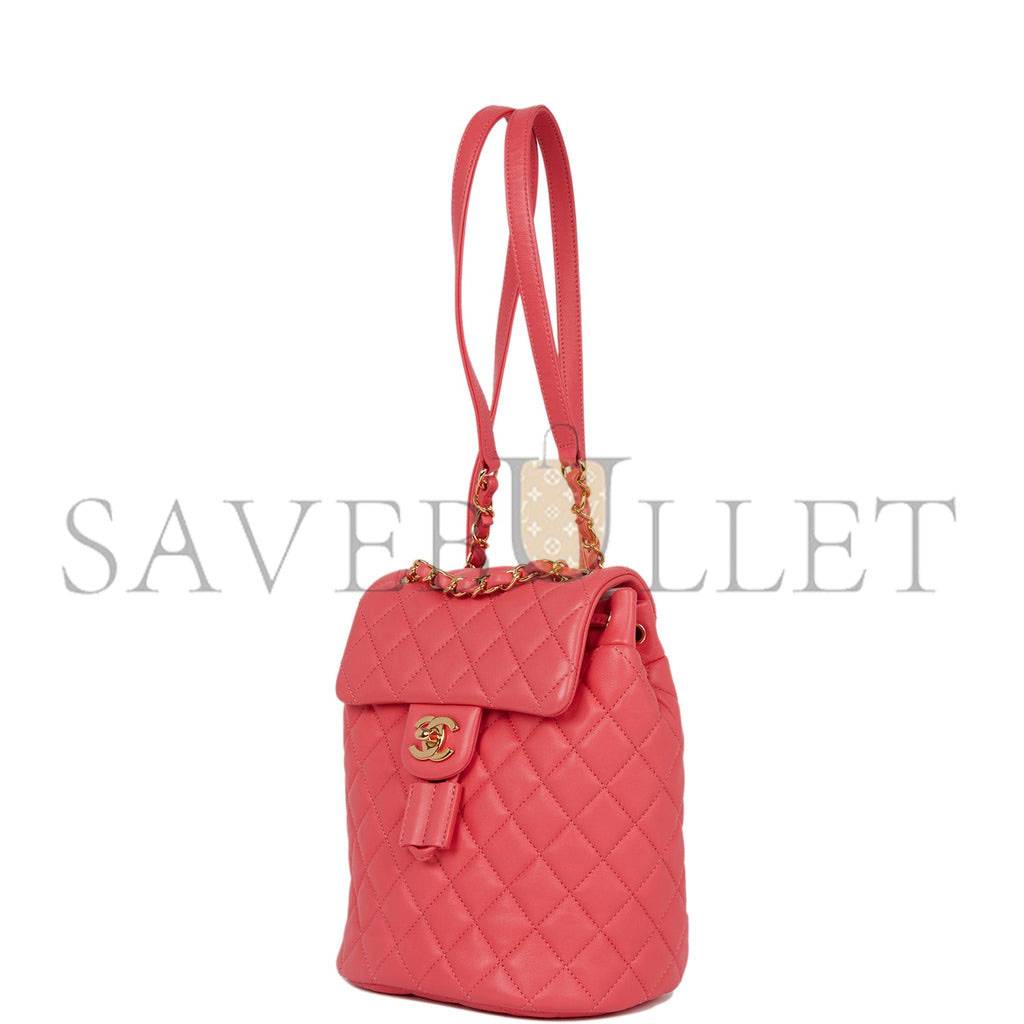 CHANEL MINI URBAN SPIRIT BACKPACK ROSE LAMBSKIN GOLD HARDWARE (22*17*8cm)