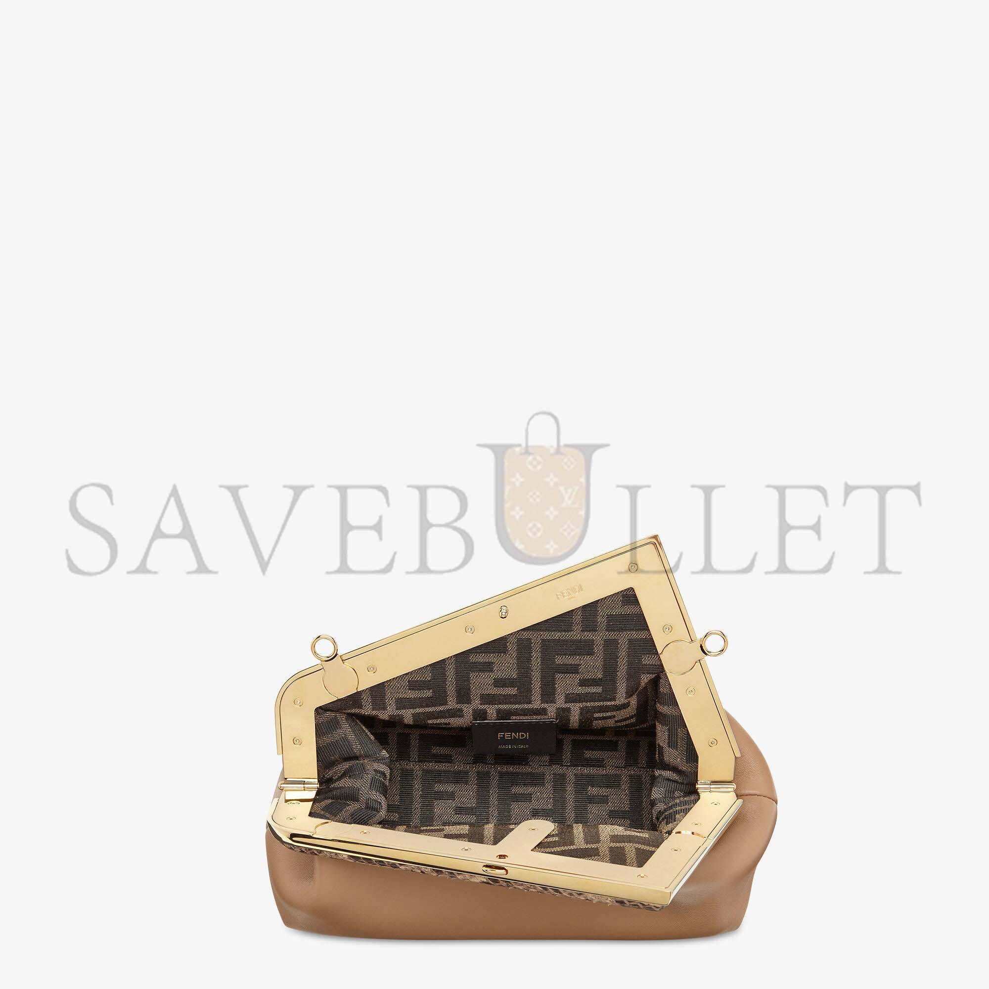 FENDI FIRST SMALL - BEIGE LEATHER BAG WITH EXOTIC DETAILS 8BP129AGWRF1GEM (26*18*9.5cm)