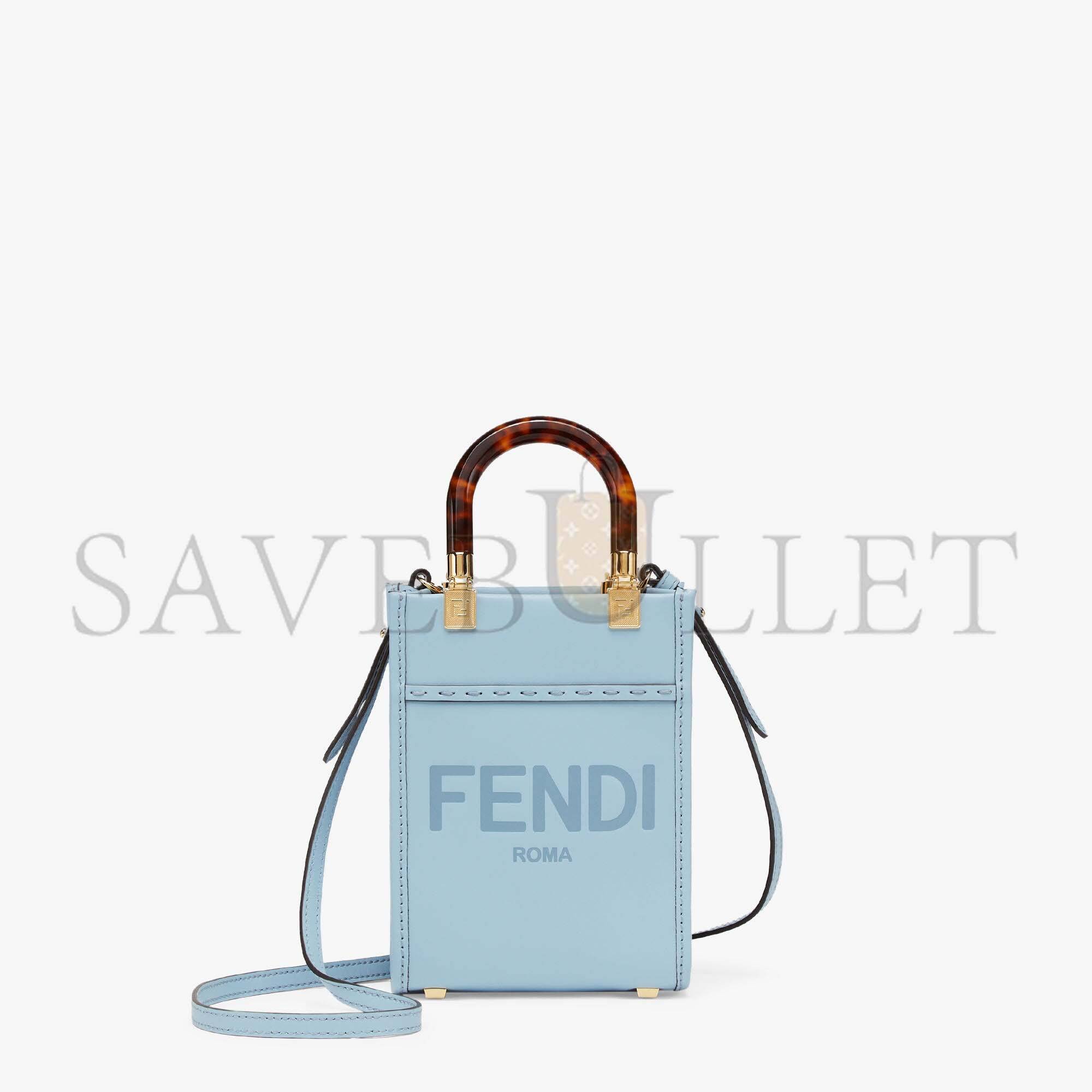 FENDI MINI SUNSHINE SHOPPER - LIGHT BLUE LEATHER MINI BAG 8BS051ABVLF1993 (18*13*6.5cm)