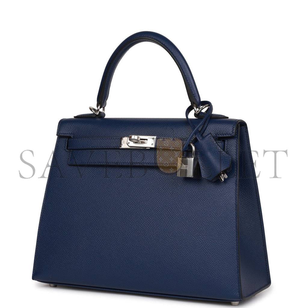 HERMES KELLY SELLIER 25 BLEU SAPHIR EPSOM PALLADIUM HARDWARE   (25*17*7cm)