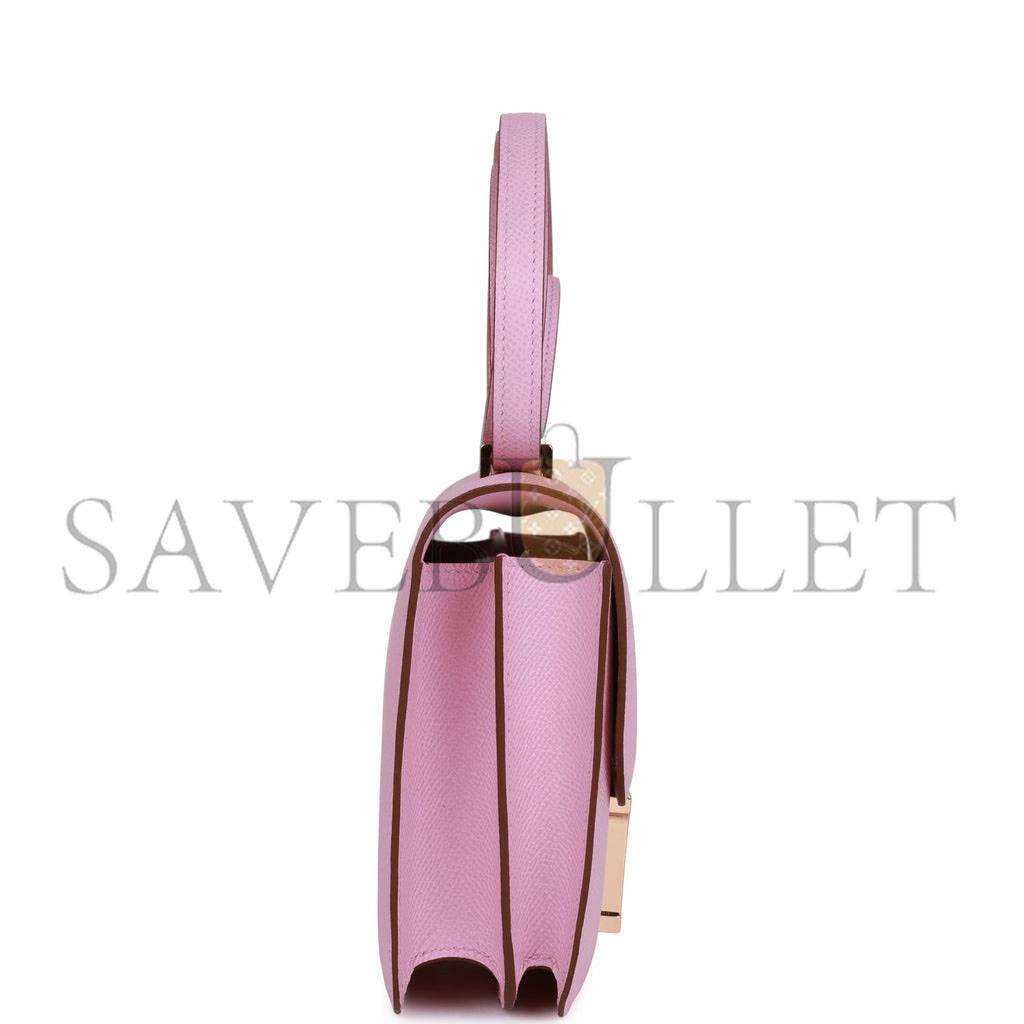 HERMES CONSTANCE 18 MAUVE SYLVESTRE EPSOM ROSE GOLD HARDWARE (18cm)