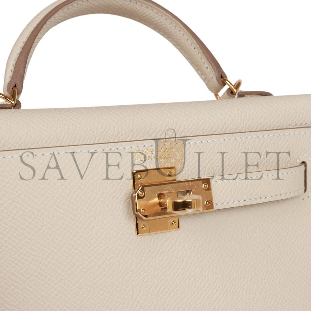 HERMES MINI KELLY SELLIER 20 CRAIE EPSOM GOLD HARDWARE (19*12*5.5cm)