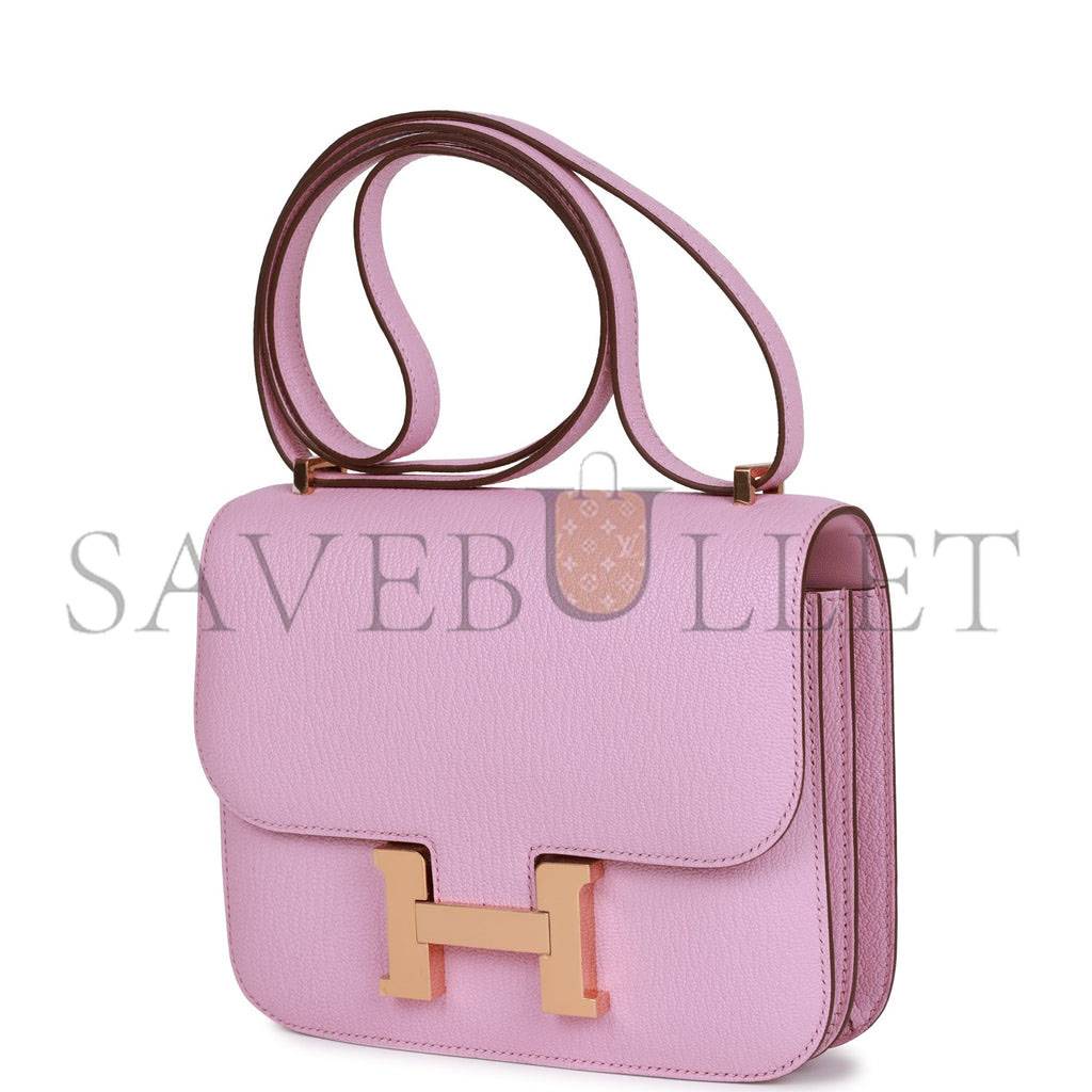 HERMES CONSTANCE 18 MAUVE SYLVESTRE CHEVRE ROSE GOLD HARDWARE (18cm)