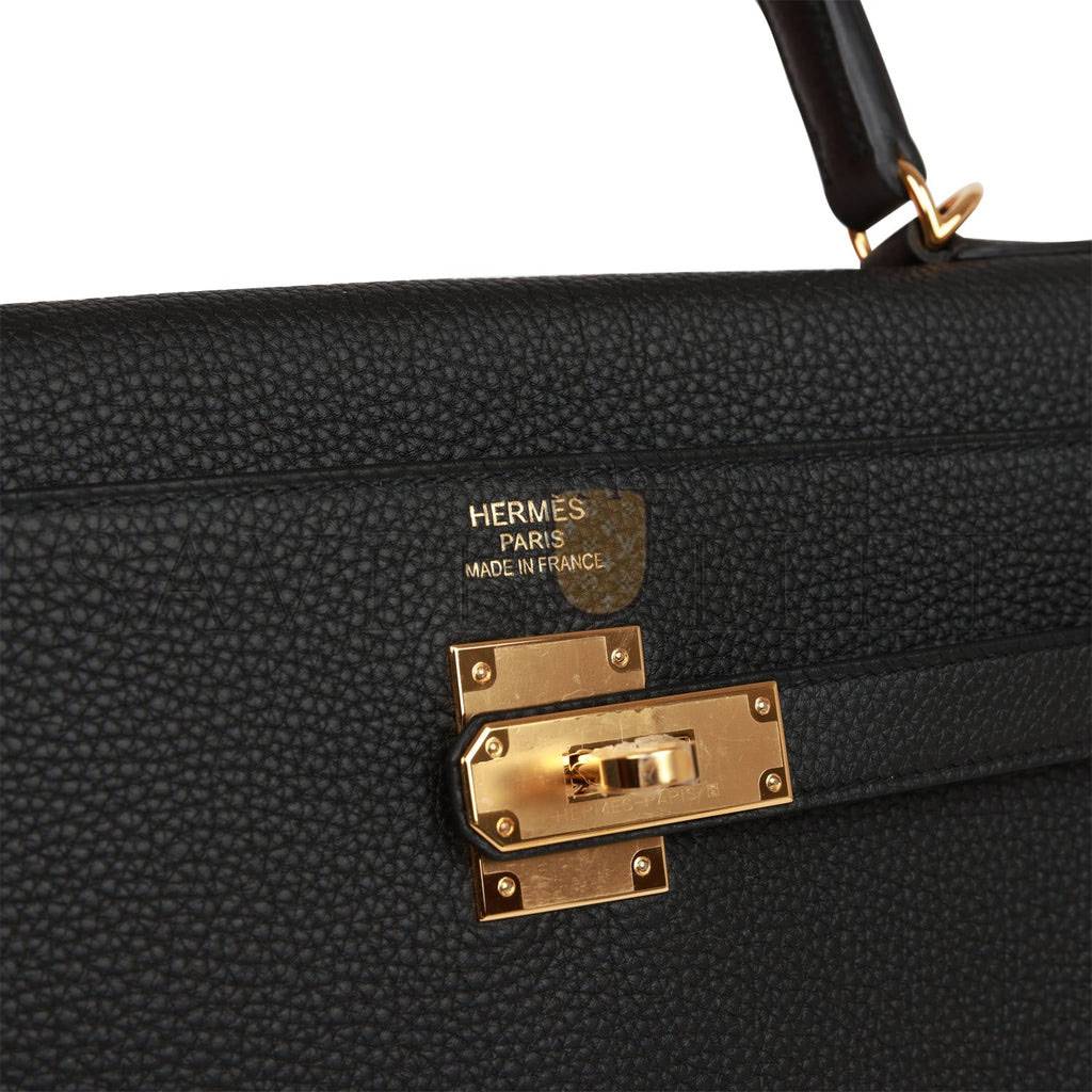 HERMES KELLY RETOURNE 35 BLACK TOGO GOLD HARDWARE (35*24*12cm)