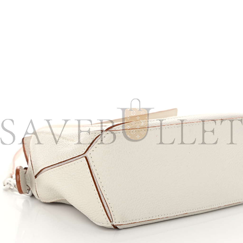 LOEWE CALFSKIN MINI PUZZLE BAG SOFT WHITE (18*12.5*8cm)