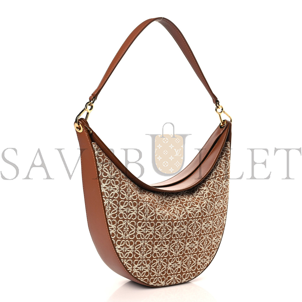 LOEWE  JACQUARD ANAGRAM CLALFSKIN LUNA BAG TAN (26*17*8cm)