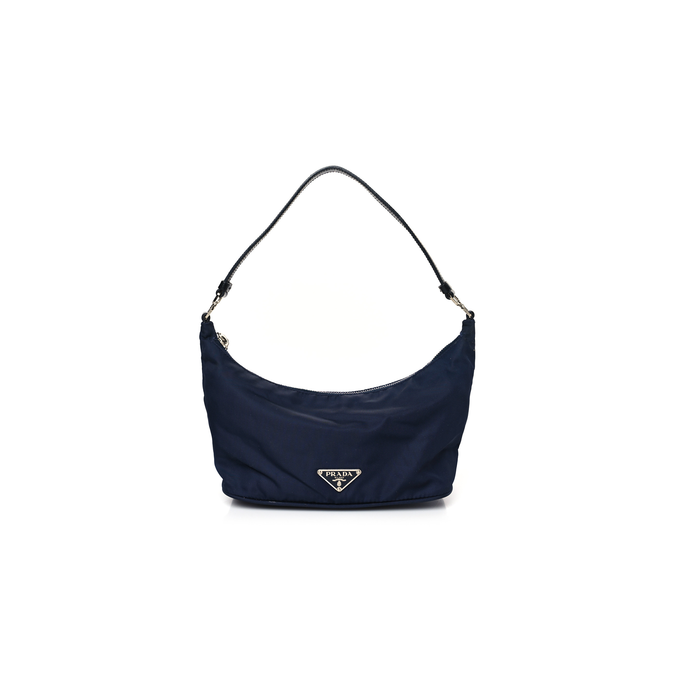 PRADA TESSUTO NYLON VITELLO HOBO NAVY (19*13*10cm)