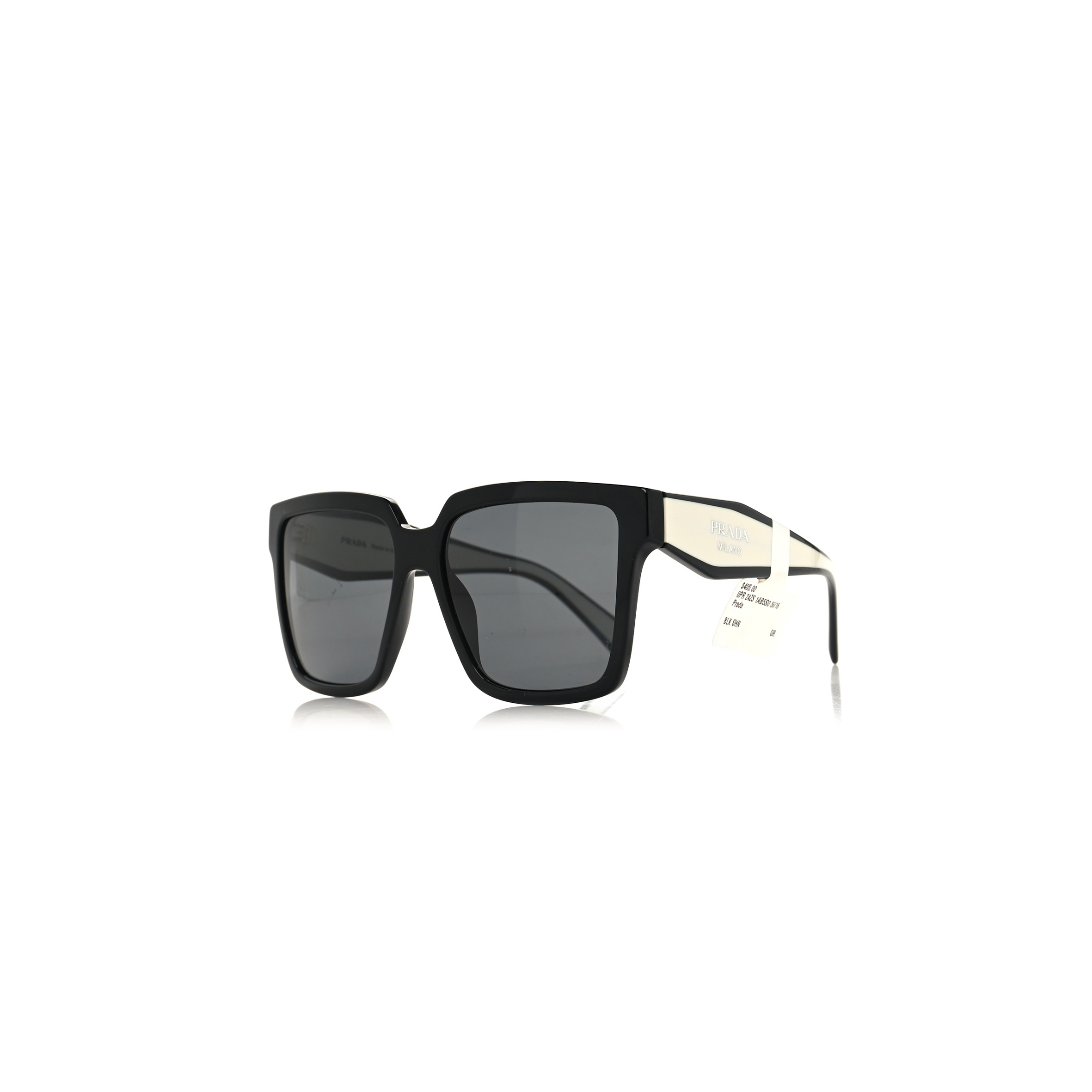 PRADA ACETATE SQUARE SUNGLASSES SPR 24Z BLACK WHITE