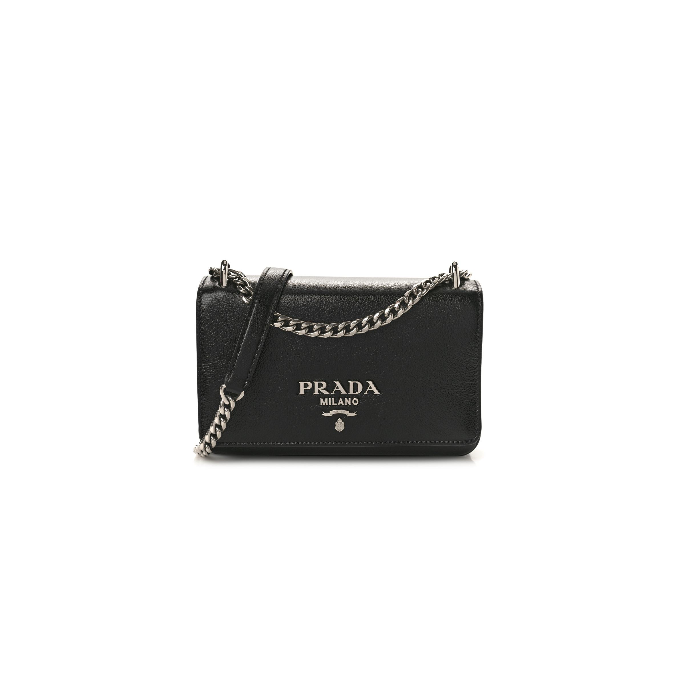 PRADA SAFFIANO CHAIN SHOULDER BAG BLACK (20*13*4cm)