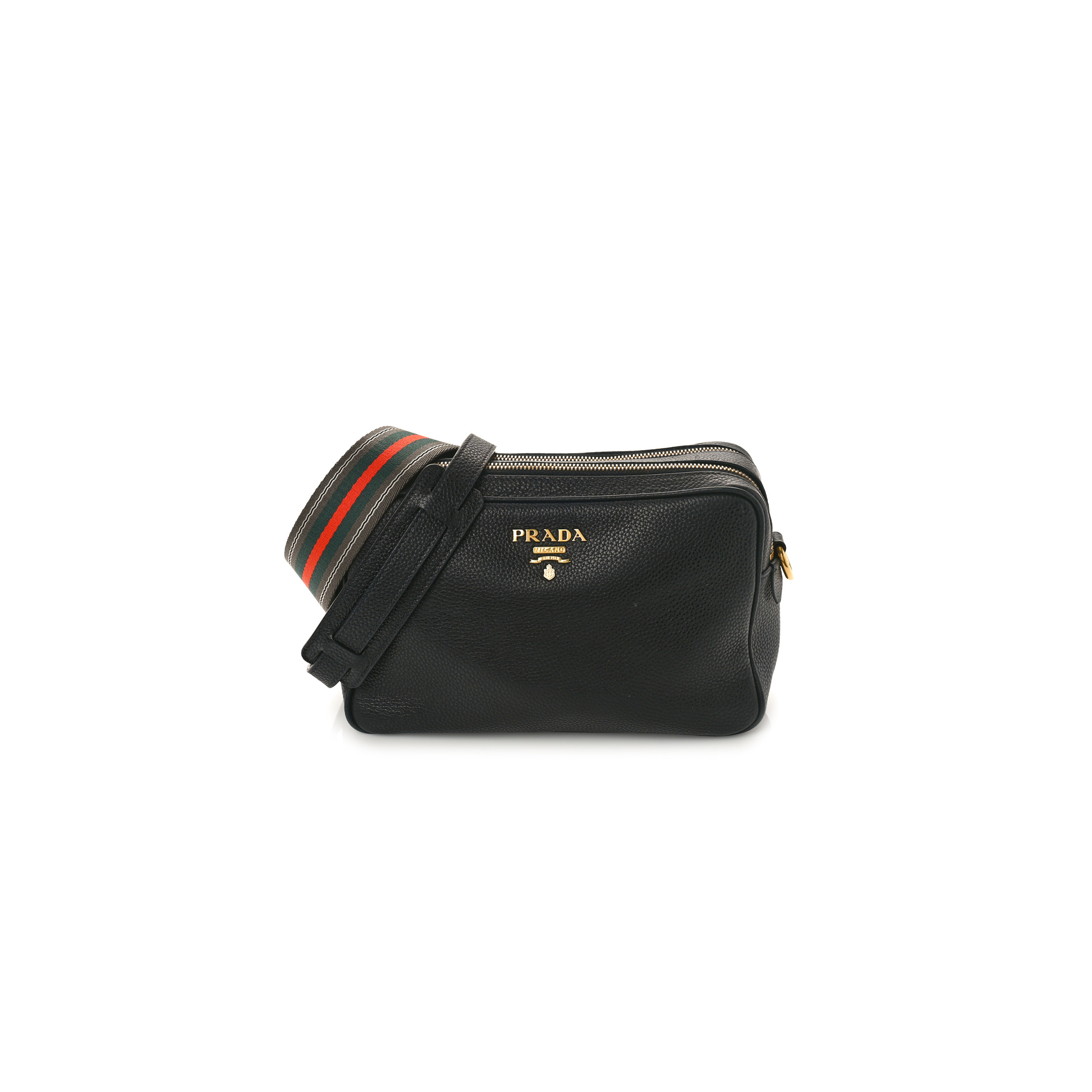 PRADA VITELLO DAINO CAMERA CROSSBODY BLACK (24*15*10cm)