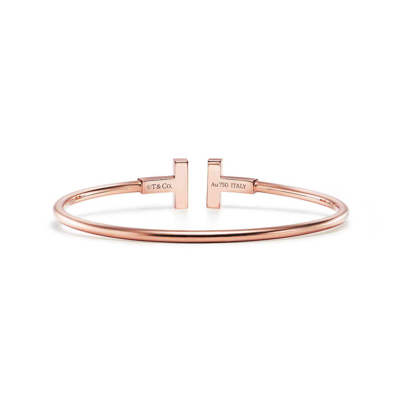 TIFFANY T WIRE BRACELET IN ROSE GOLD WITH DIAMONDS AND MOTHER-OF-PEARL