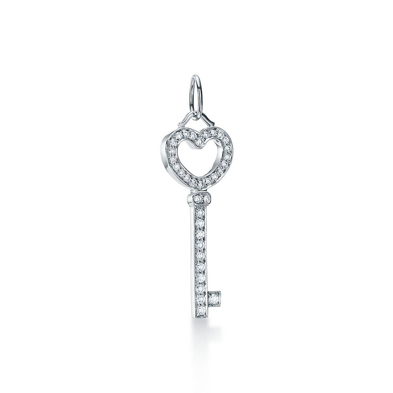 TIFFANY KEYS HEART KEY IN PLATINUM WITH DIAMONDS, MINI