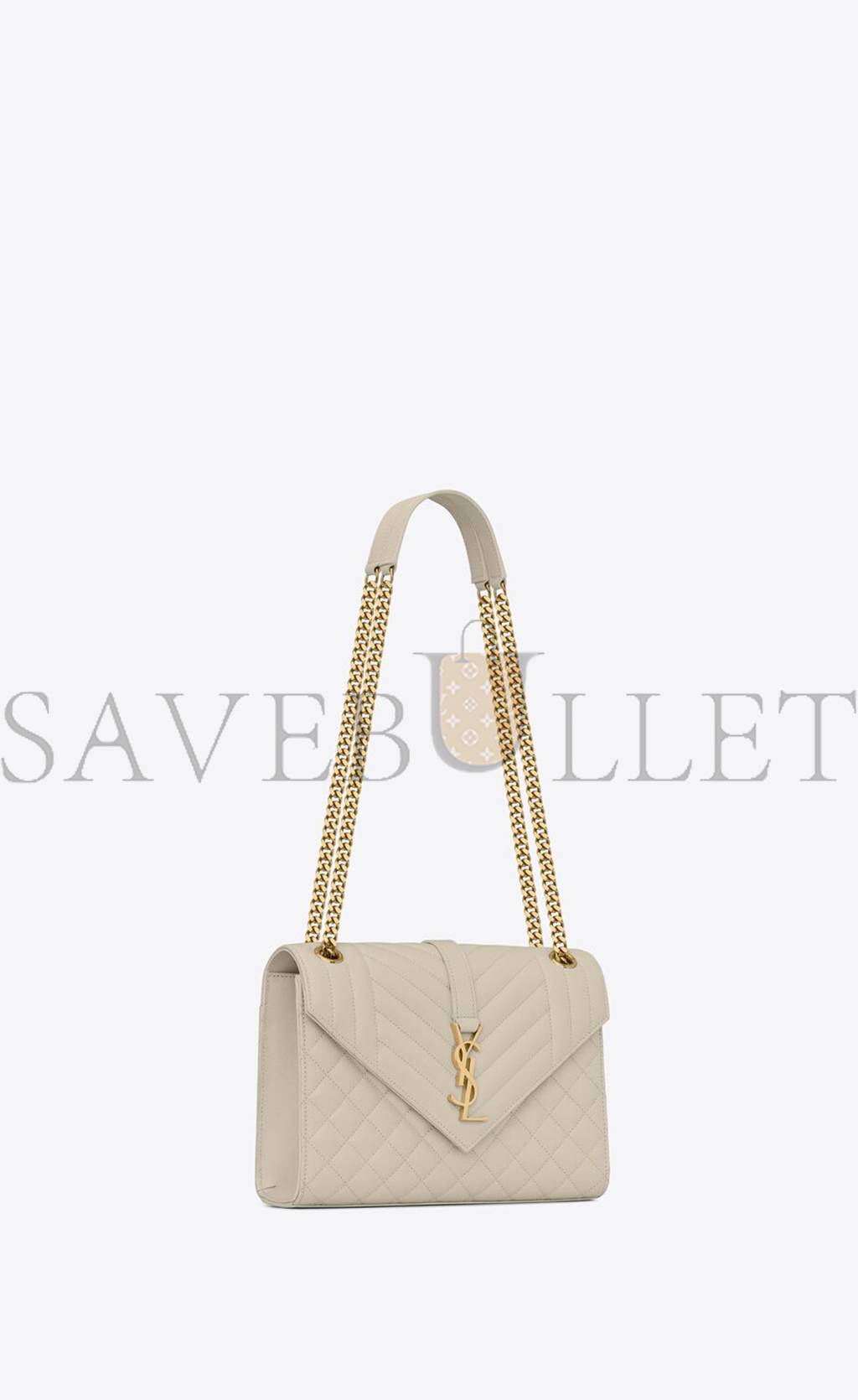 YSL ENVELOPE MEDIUM CHAIN BAG IN MIX MATELASS&EACUTE; GRAIN DE POUDRE EMBOSSED LEATHER 600185BOW919207 (24*17.5*6cm)