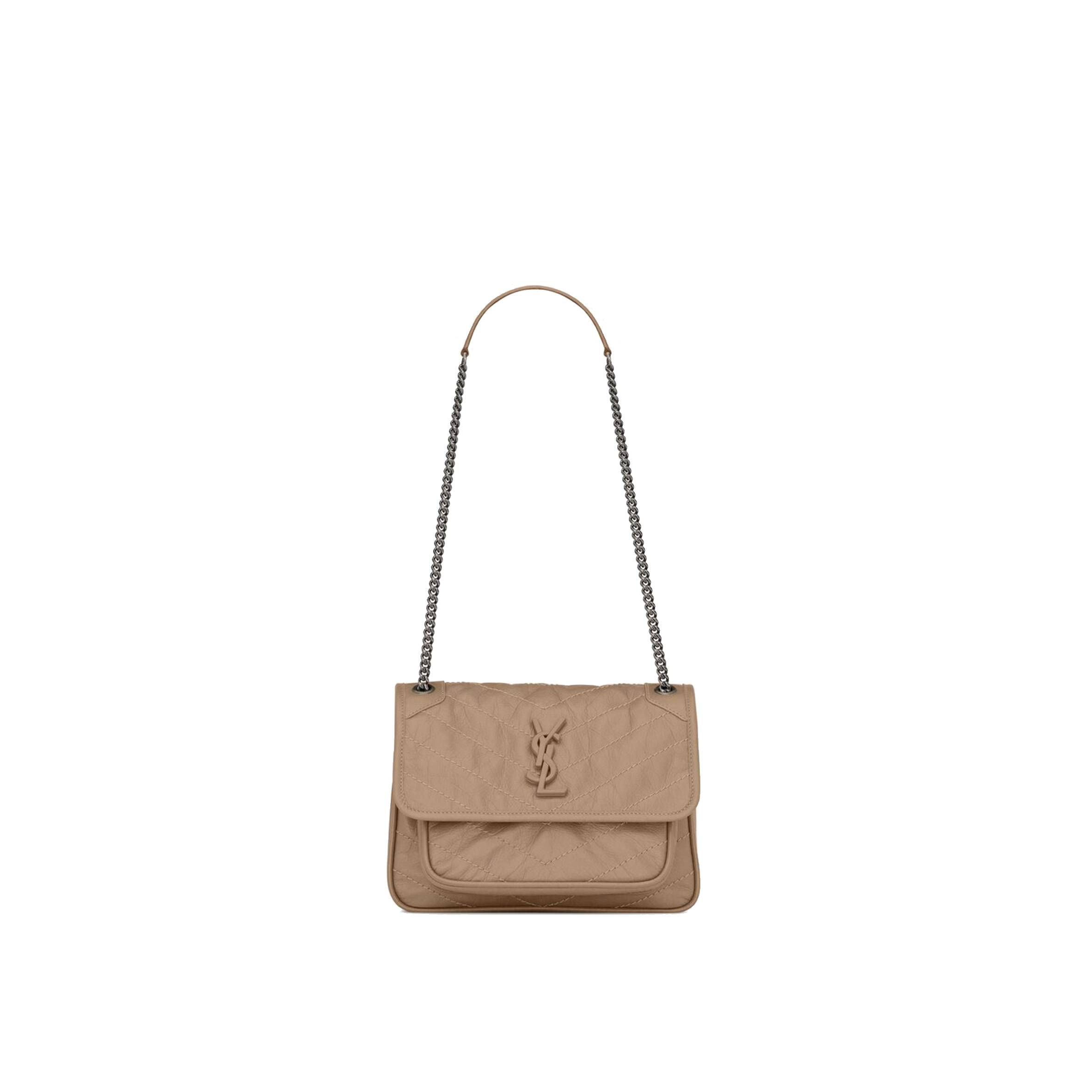 YSL NIKI BABY CHAIN BAG IN CRINKLED VINTAGE VEGETABLE-TANNED LEATHER 6331601YG042826 (21*16*7.5cm)