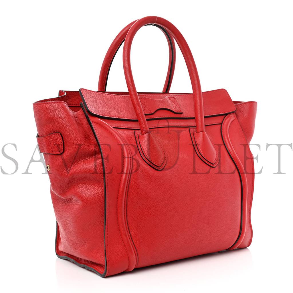 CELINE DRUMMED CALFSKIN MINI LUGGAGE COQUELICOT (32*30*18cm)