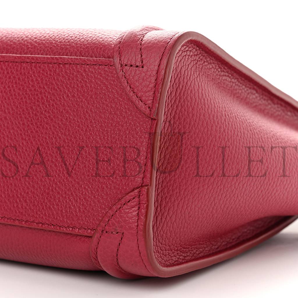 CELINE DRUMMED CALFSKIN NANO LUGGAGE RASBERRY (20*20*10cm)