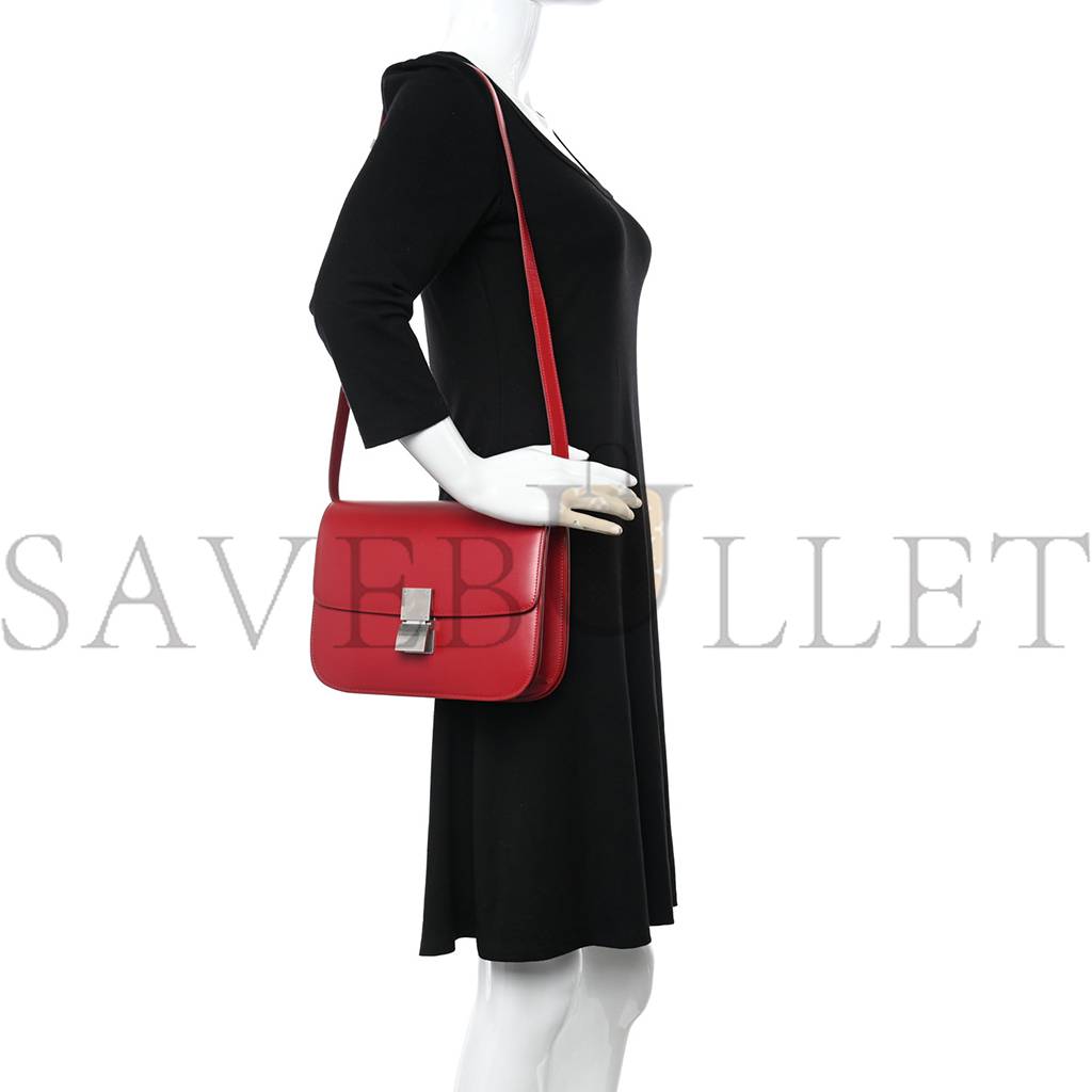 CELINE BOX CALFSKIN MEDIUM CLASSIC BOX FLAP BAG RED (23*18*6cm)