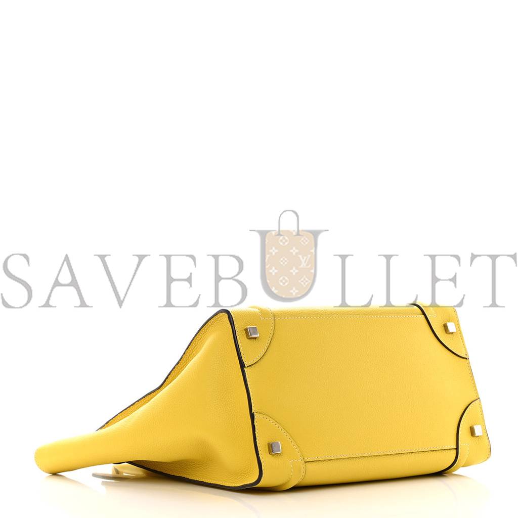 CELINE DRUMMED CALFSKIN MINI LUGGAGE CITRON (30*29*17cm)