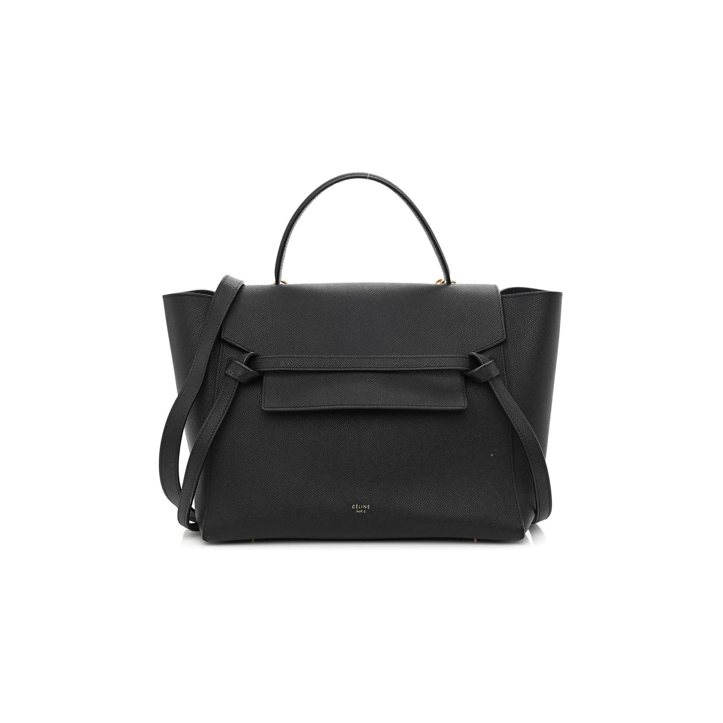 CELINE GRAINED CALFSKIN MINI BELT BAG BLACK (28*25*16cm)