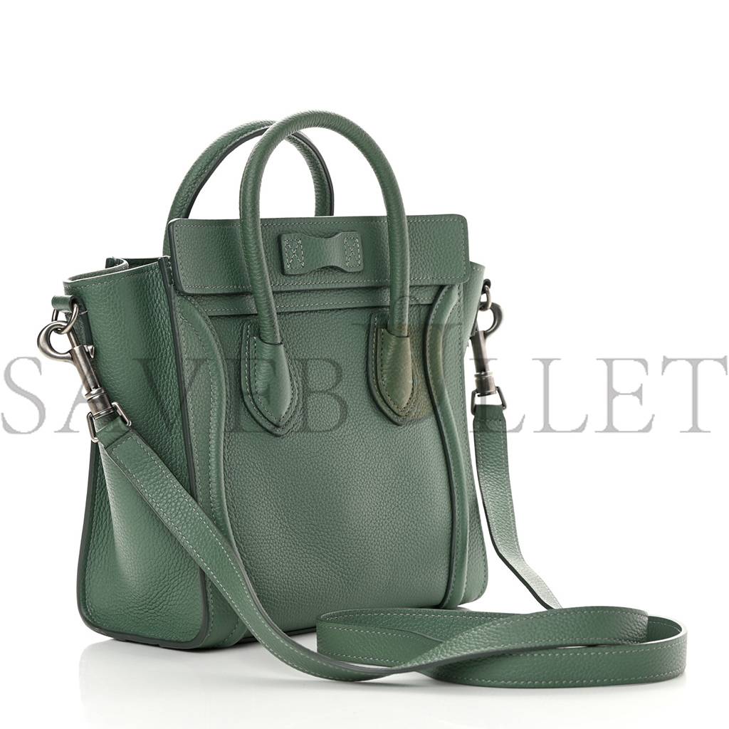 CELINE DRUMMED CALFSKIN NANO LUGGAGE CELADON (21*20*10cm)