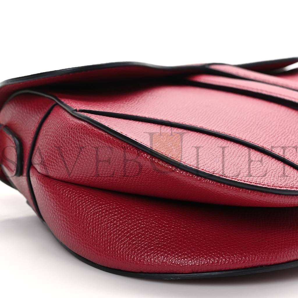 DIOR GRAINED CALFSKIN SADDLE BAG RED (25*20*7cm)