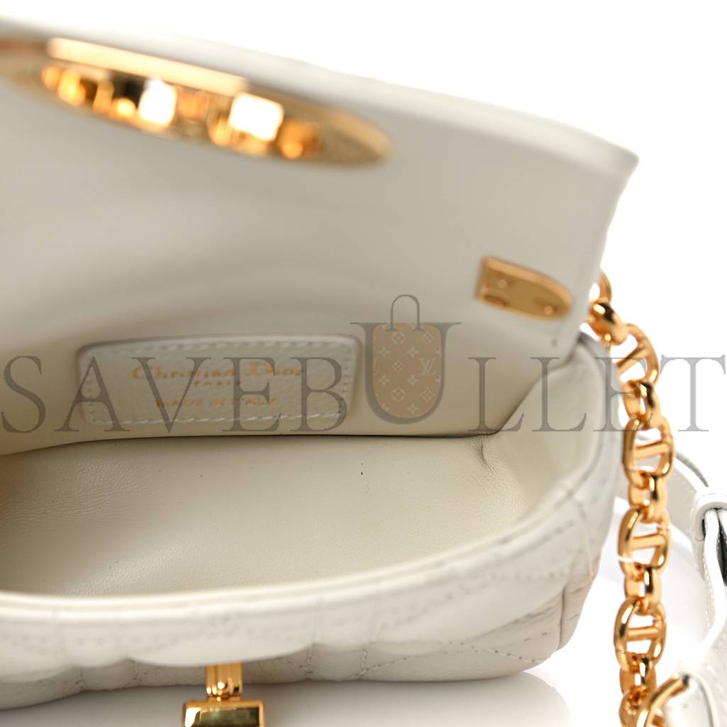 DIOR SUPPLE CALFSKIN CANNAGE MICRO CARO BAG LATTE (13*8*5.7cm)