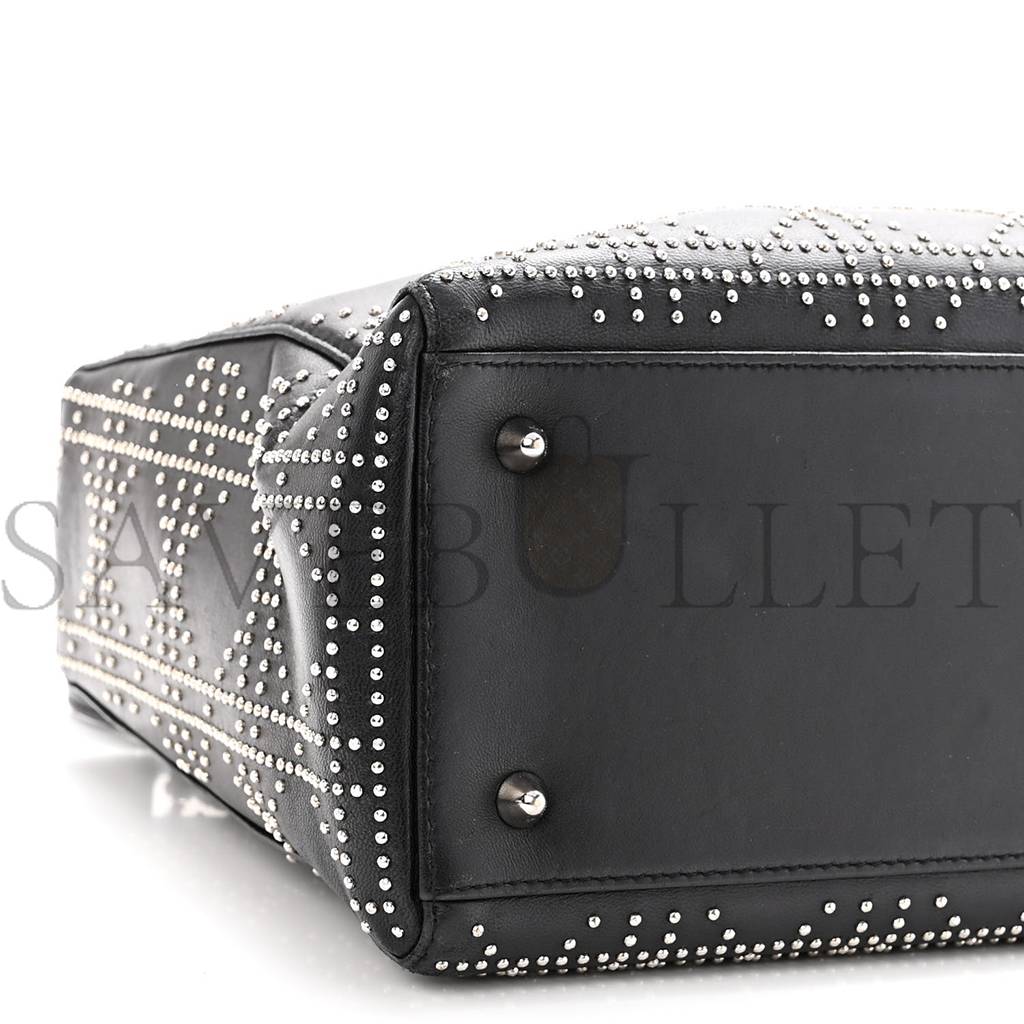 DIOR LAMBSKIN STUDDED CANNAGE MEDIUM LADY DIOR BLACK (23*20*12.7cm)