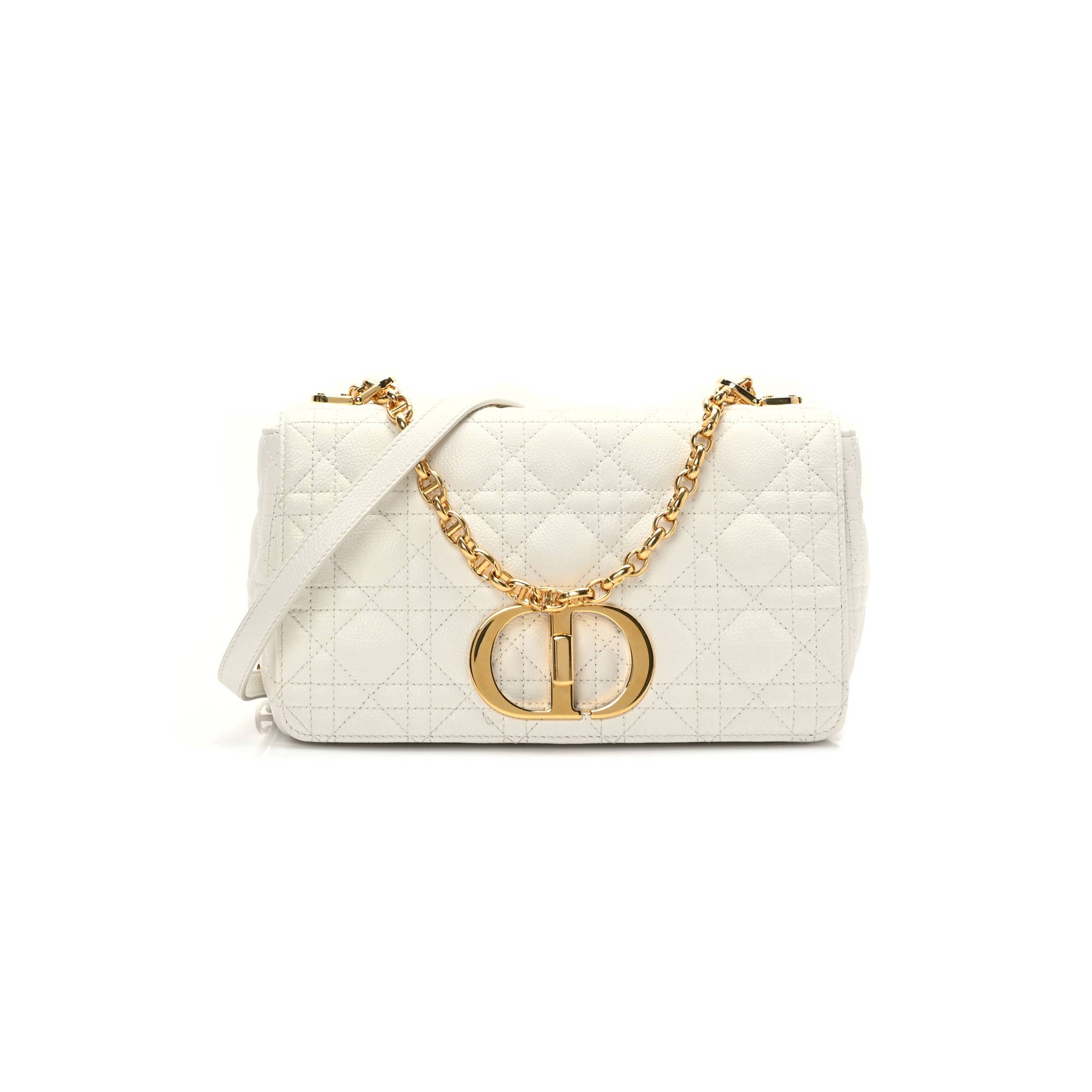 DIOR SUPPLE CALFSKIN CANNAGE MEDIUM CARO BAG IVORY (25*15*8.9cm)