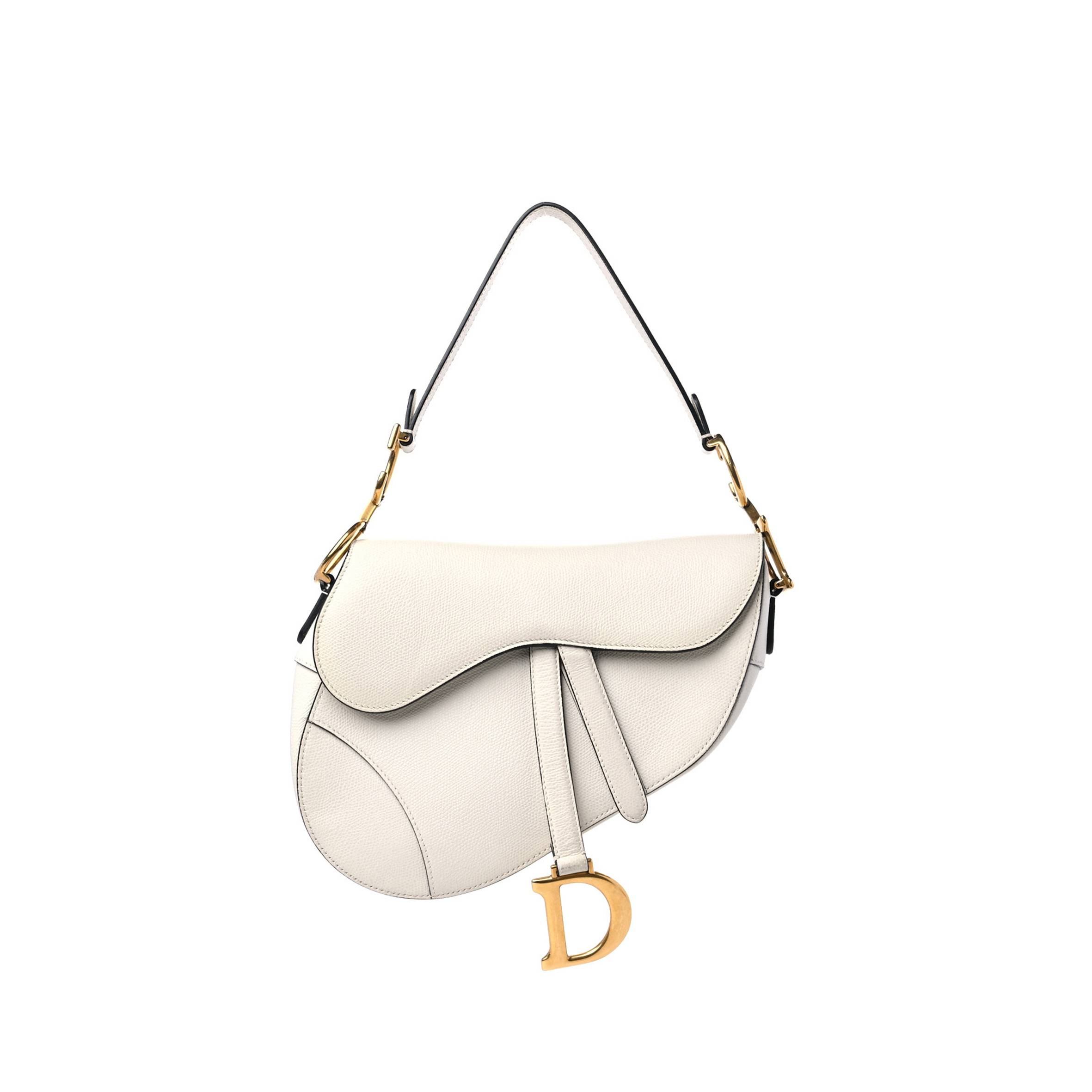 DIOR GRAINED CALFSKIN SADDLE BAG WHITE (25*22*5.1cm)